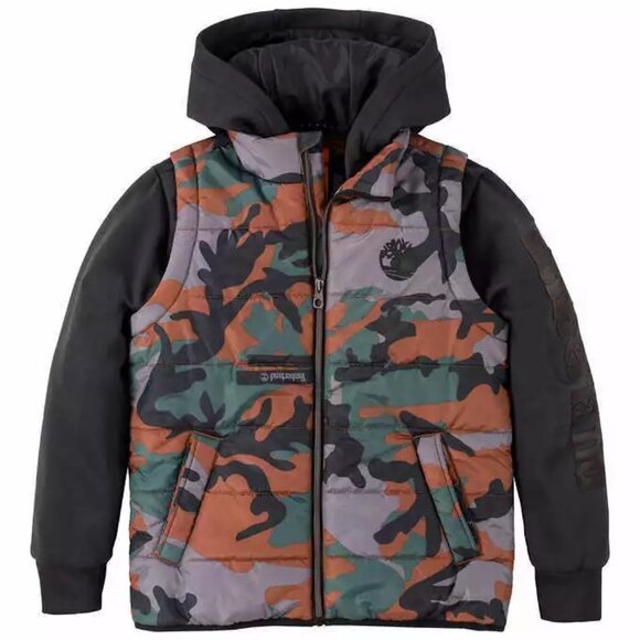 Timberland Boys Hybrid Zip Up Jacket, Camo, Mid-Weight Size 4T - Picture 3 of 14